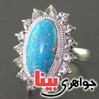 انگشتر فیروزه نیشابوری دور جواهری زنانه _کد:16879