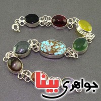 دستبند چند جواهر سنگ درمانی مدل سلجوقی _کد:16895