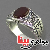 انگشتر حدید و عقیق مارکازیتی _کد:16897