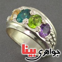 انگشتر چند جواهر پنج نگین درشت بسیار عالی  _کد:2517