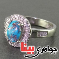 انگشتر فیروزه نیشابوری رودیوم زنانه طرح ورساچی _کد:16907