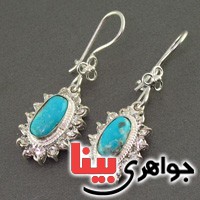گوشواره فیروزه نیشابوری شجری زنانه دورجواهری _کد:16944