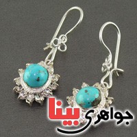گوشواره فیروزه نیشابوری شجری زنانه دور جواهری گوشواره فیروزه نیشابوری شجری زنانه دور جواهری