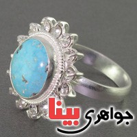 انگشتر فیروزه نیشابوری شجری دور جواهری زنانه _کد:16970