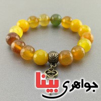 دستبند عقیق خوش رنگ کروی تراش دار _کد:17026