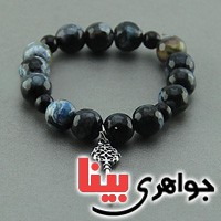 دستبند عقیق مهره ای خوشرنگ تراش دار _کد:17043