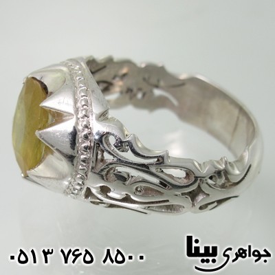 انگشتر یاقوت زرد شبکه کاری اسلیمی انگشتر یاقوت زرد شبکه کاری اسلیمی