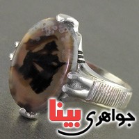 انگشتر عقیق شجری نقش تاج _کد:17056