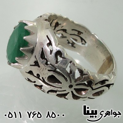 انگشتر زمرد پهن شبکه کاری انگشتر زمرد پهن شبکه کاری