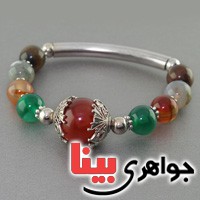دستبند عقیق الوان مهره ای بسیار زیبا _کد:17087