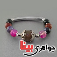 دستبند عقیق چند رنگ مهره ای بسیار زیبا _کد:17091