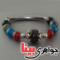 دستبند عقیق چند رنگ مهره ای خاص و شیک _کد:17092