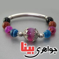 دستبند عقیق مهره ای الوان بسیار زیبا _کد:17097