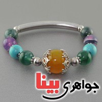 دستبند عقیق الوان مهره ای خوشرنگ _کد:17101
