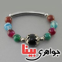 دستبند عقیق چند رنگ مهره ای بسیار زیبا _کد:17107