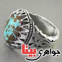 انگشتر فیروزه نیشابوری شجری قدیمی درشت مردانه _کد:17111