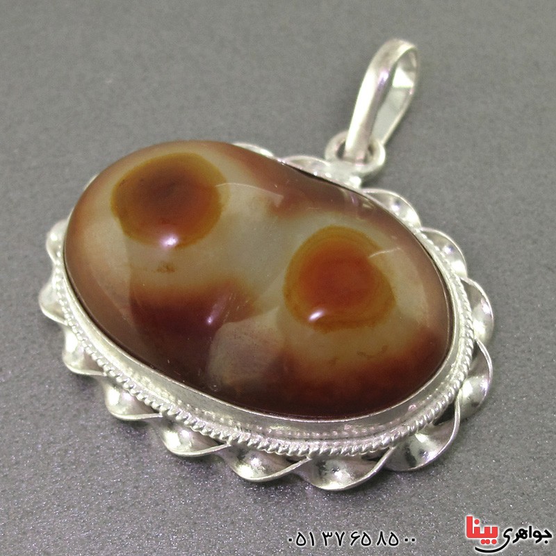 گردنبند عقیق باباقوری سه پوسته دو کوهان چشم زخم _کد:2560