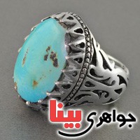 انگشتر فیروزه نیشابوری شجری مردانه درشت قدیمی _کد:2563