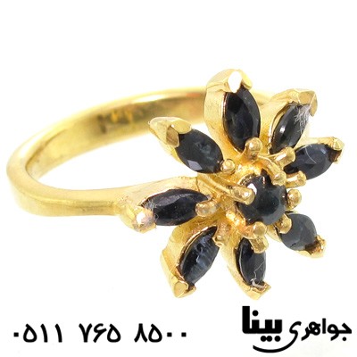 انگشتر یاقوت کبود طرح گل