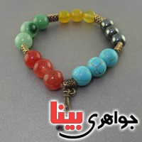 دستبند چند جواهر سنگ درمانی خوشرنگ _کد:17153
