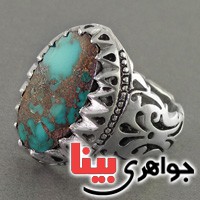 انگشتر فیروزه نیشابوری شجری مردانه درشت قدیمی _کد:2566