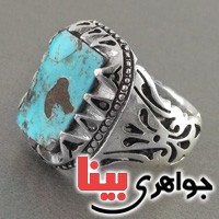 انگشتر فیروزه نیشابوری شجری مردانه درشت قدیمی _کد:2567