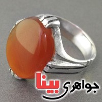 انگشتر عقیق یمنی دست ساز مردانه  موکل دار _کد:17201