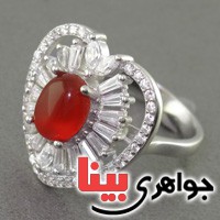 انگشتر عقیق یمنی رودیوم زنانه قلبی شکل _کد:17203