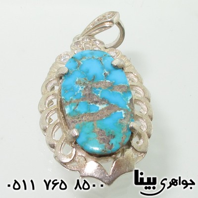 گردنبند فیروزه نیشابوری درشت طرح گلبرگ