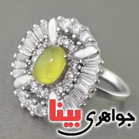 انگشتر عقیق شرف الشمس دور جواهری رودیوم زنانه _کد:17220