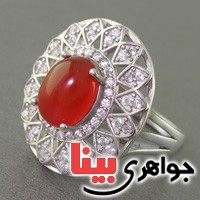 انگشتر عقیق یمنی خاص و زیبا رودیوم زنانه _کد:17231