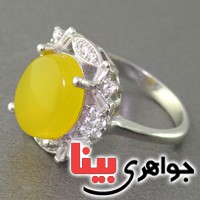 انگشتر عقیق شرف الشمس رودیوم زنانه _کد:17237