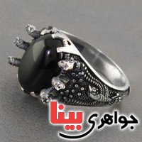 انگشتر عقیق سیاه (اونیکس) مدل هما _کد:17342