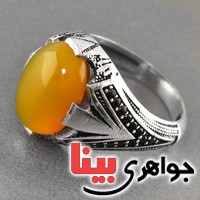 انگشتر عقیق شرف الشمس درشت مردانه _کد:17351