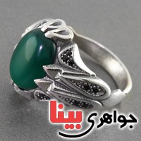 انگشتر عقیق سبز مردانه عالی _کد:17353