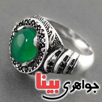 انگشتر عقیق سبز درشت عالی _کد:17360