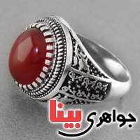 انگشتر عقیق قرمز مردانه درشت خوشرنگ _کد:17363