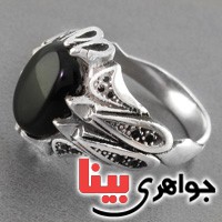 انگشتر عقیق سیاه (اونیکس) مردانه زیبا _کد:17366