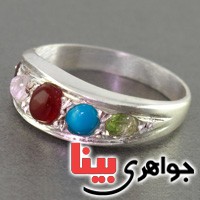 انگشتر چند جواهر پنج نگین همراه با حرز امام جواد _کد:17370