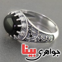 انگشتر عقیق سیاه (اونیکس) عالی _کد:17374