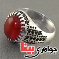 انگشتر عقیق قرمز مردانه عالی _کد:17379