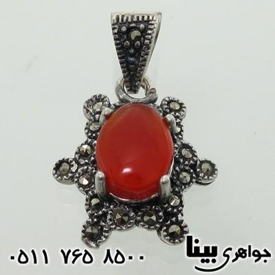 گردنبند عقیق یمنی حدیدکاری شده