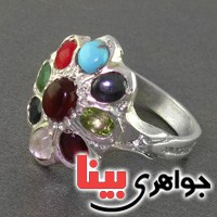 انگشتر چند جواهر زنانه طرح گلبرگ