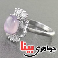 انگشتر عقیق یمنی کبود رودیوم  زنانه زیبا _کد:17444