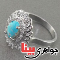 انگشتر فیروزه نیشابوری رودیوم  زنانه زیبا _کد:17445
