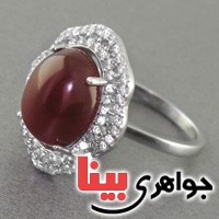 انگشتر عقیق قرمز رودیوم زنانه خوشرنگ _کد:17463