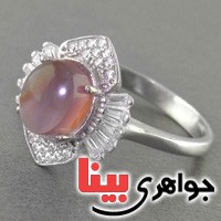 انگشتر عقیق یمنی کبود رودیوم زنانه زیبا _کد:17466