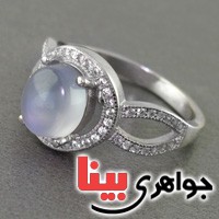 انگشتر عقیق یمنی کبود رودیوم زنانه بسیار زیبا _کد:17473