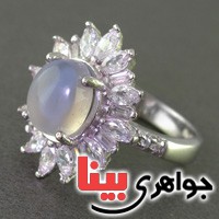 انگشتر عقیق یمنی کبود رودیوم عالی زنانه _کد:17475