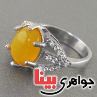 انگشتر عقیق شرف الشمس  رودیوم زنانه عالی _کد:17477